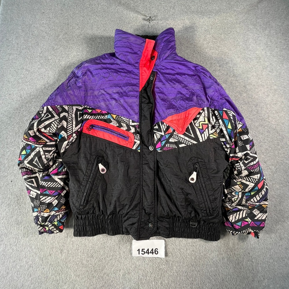 Vintage Unbranded Ski Jacket Ladies 8 Multicolor Excellent Geometric 80s 90s